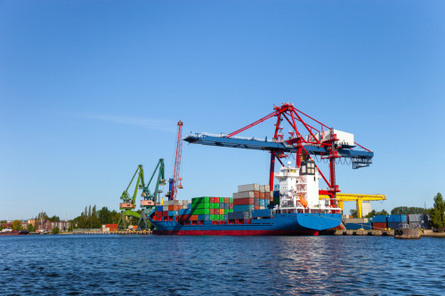 Container terminal in port of Gdansk, Poland.